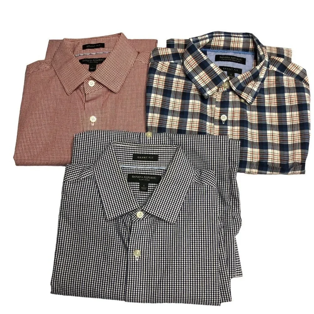 BANANA REPUBLIC‎ MENS GRANT FIT LOT OF 3 LONG SLEEVE SHIRT SM